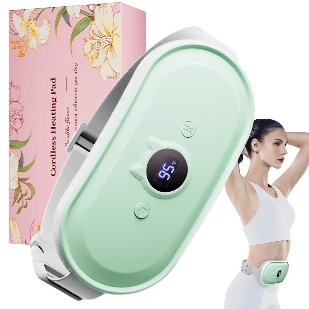 Portable Menstrual Heating Pad Belt w/ Vibration USB Rechargeable